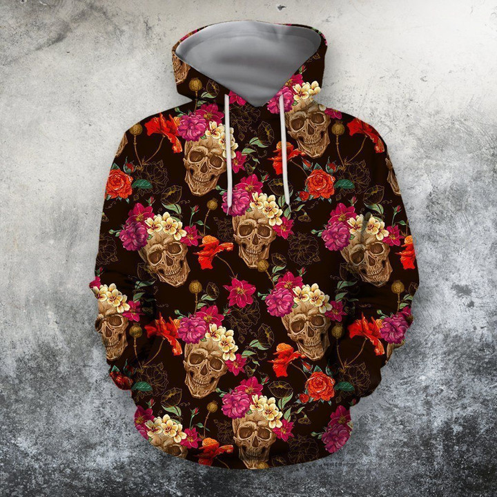 3D All Over Print Skull Rose Flower Shirts