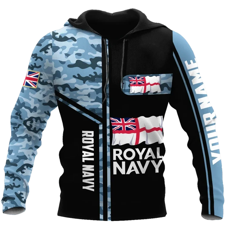 Custom name British Navy Camo 3D Design print shirts