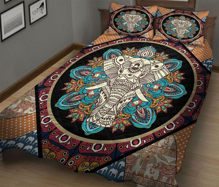 Amazing Mandala Elephant Quilt Bedding Set
