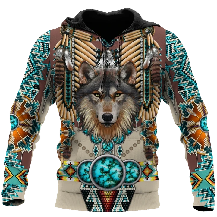 Premium Wolf Native American 3D All Over Printed Unisex Shirts