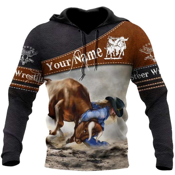 Personalized Name Bull Riding 3D All Over Printed Unisex Shirts Steer Wrestling