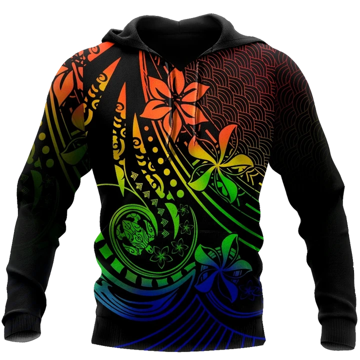 Amazing Polynesian Tattoo And Frangipani Flower Unisex Deluxe Hoodie ML