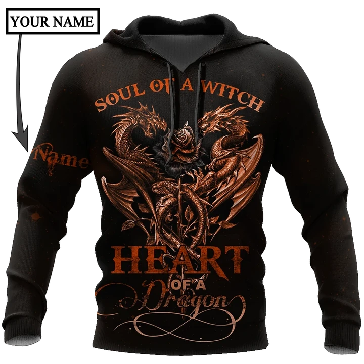 Dragon soul of a witch 3d hoodie shirt for men and women custom name