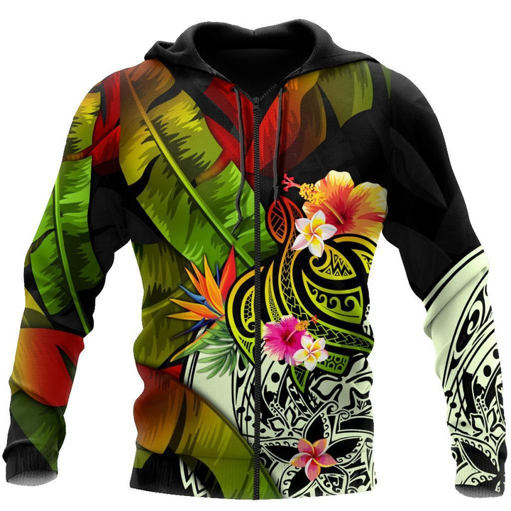 Amazing Turtle Polynesian Over Printed Hoodie Tshirt for Men and Women ML