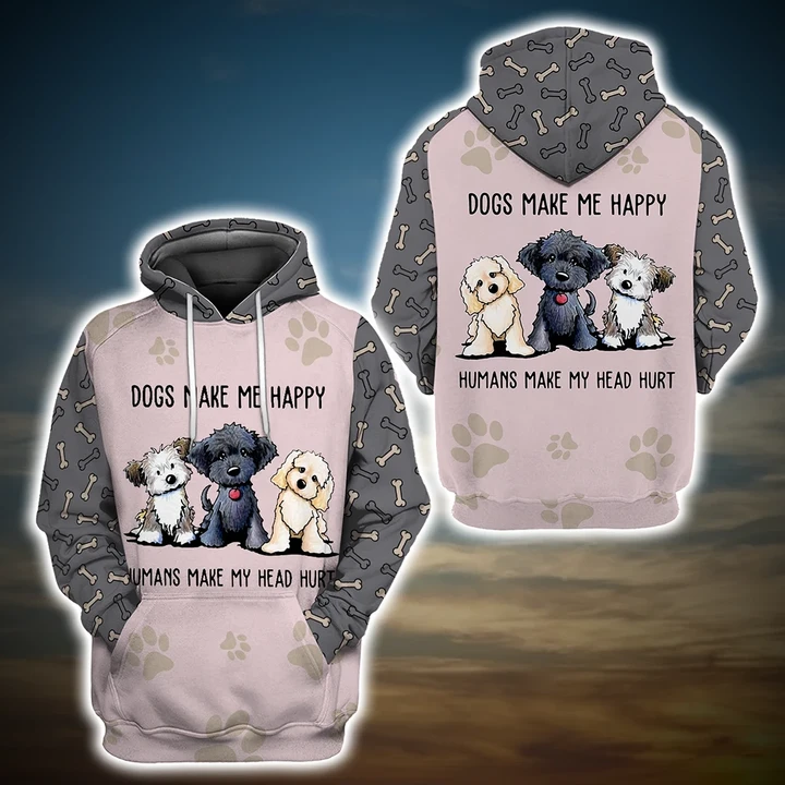 3D All Over Printed Dog Make Me Happy Unisex Shirts XT