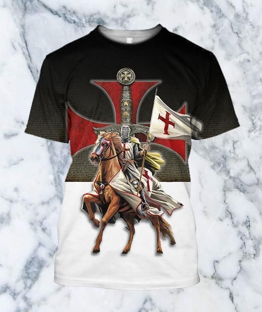 3D All Over Printed Knights Templar On Horseback