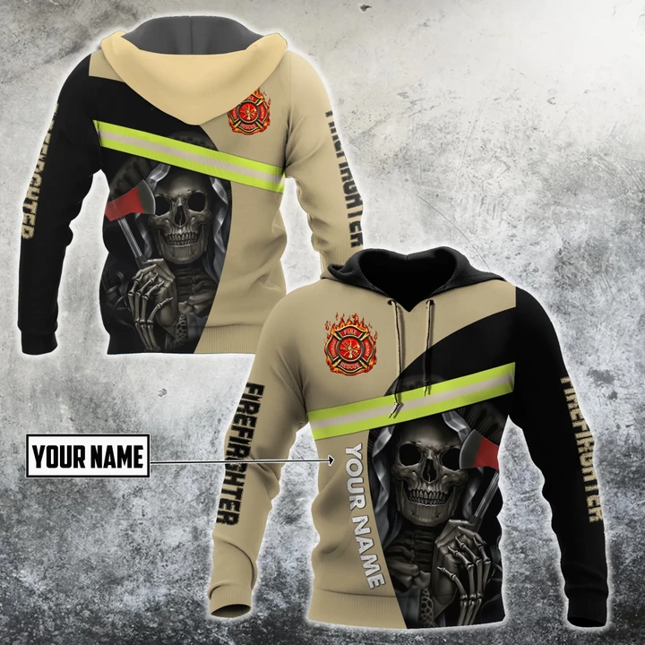 3D All Over Printed Skull Firefighter  Unisex Shirts Custom Name XT