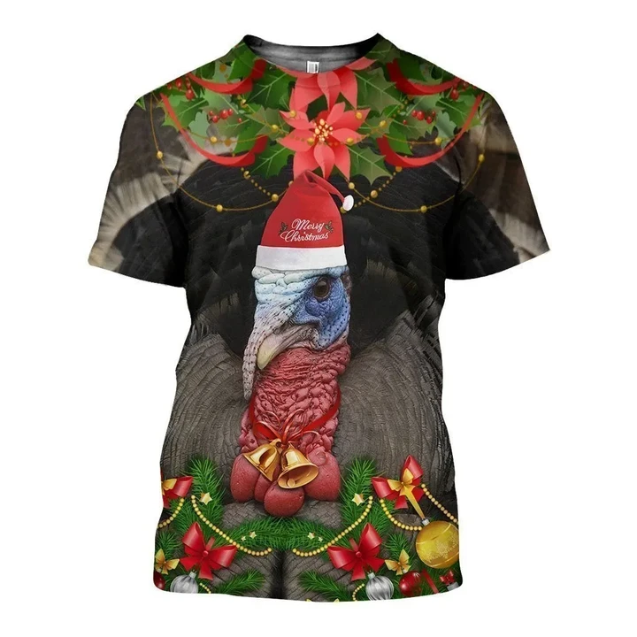 3D All Over Printed Turkey Christmas Shirts and Shorts