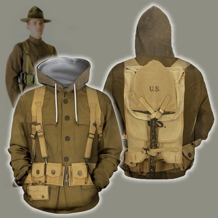3D All Over Printed U.S. WWI Soldier Shirts