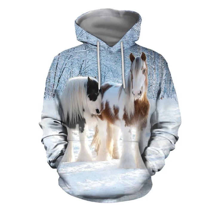 3D All Over Printed Winter Friesian Horse