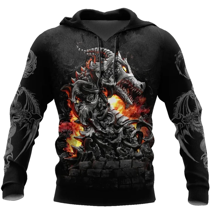 3D Armor Tattoo and Dungeon Dragon Hoodie HAC140103