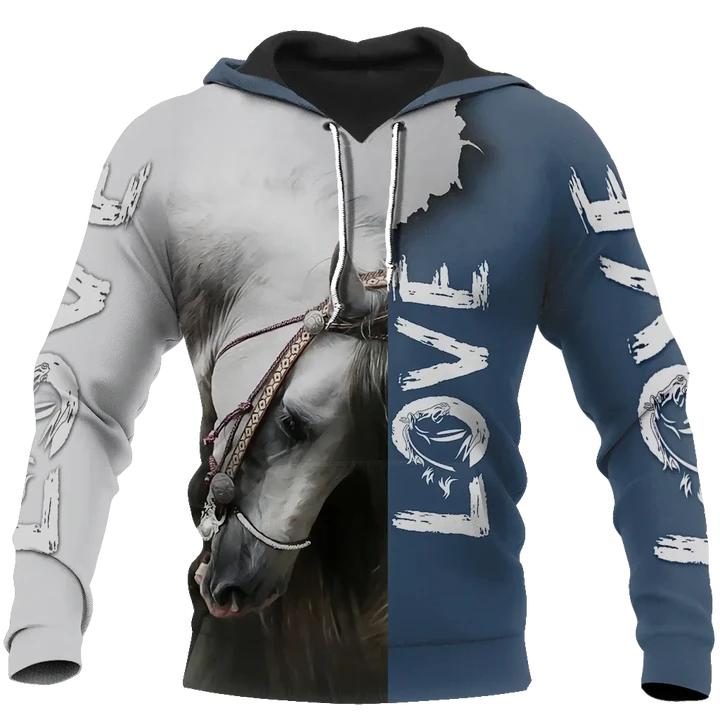 3D Beautiful White Horse Shirt - Winter Set for Men and Women JJ16115