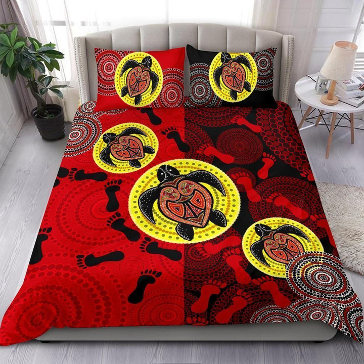 Aboriginal Bedding Set, Turtle Footprint Circle Dot Painting-HP