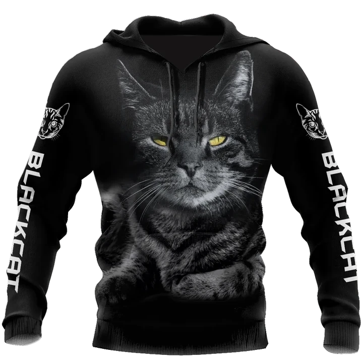 Black cat cover 3D printed shirts for men and women