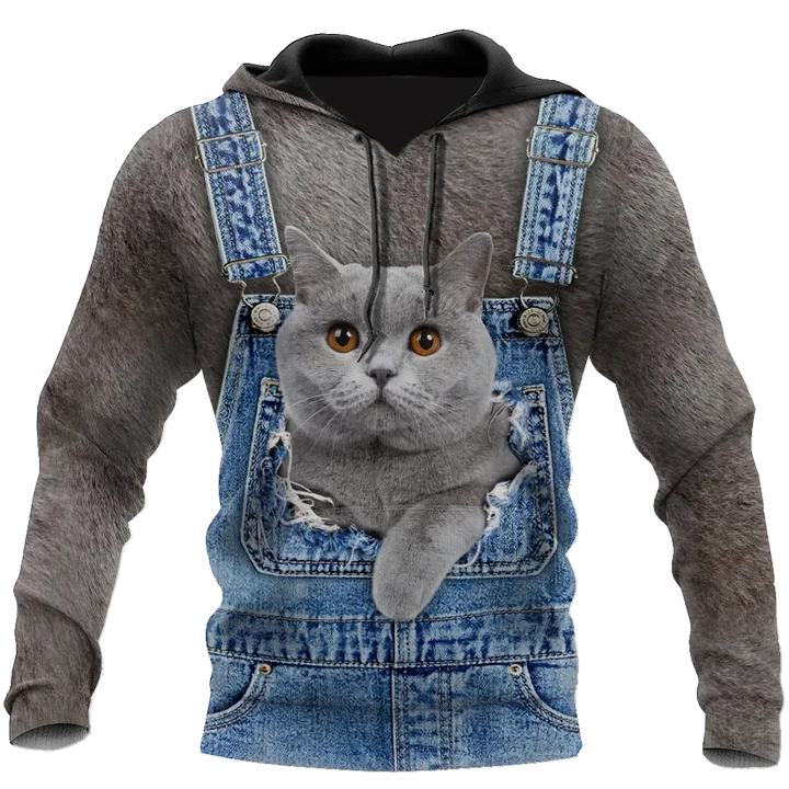 Love Cat cover British Shorthair face hair 3D all over shirts