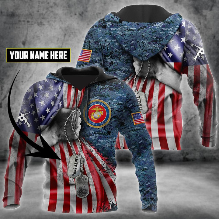 US Marine Corps tag Custom name 3D shirts for men and women Proud Military