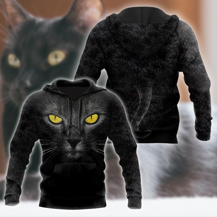 Love Black Cat cover face hair 3D all over shirts