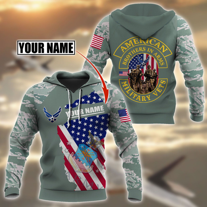 Custom name US Air Force Veteran Brothers in arms 3D print shirts Proud Military