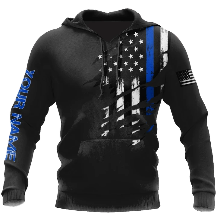 Thin Blue Line apparel US Law Enforcement custom name design 3d print shirts Proud Military