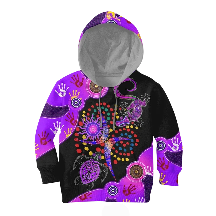 Aboriginal Naidoc Week 2021 Best Purple Turtle Lizard 3D All Over Printed Shirts For Kids