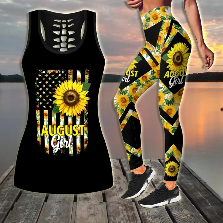 August Girl Sunflower Combo (Legging+Tank) TR1405208S - Amaze Style™-Apparel
