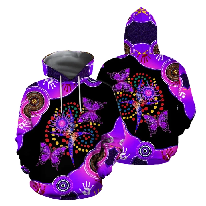 Aboriginal Naidoc Week 2021 Purple Butterflies 3D All Over Printed Shirts
