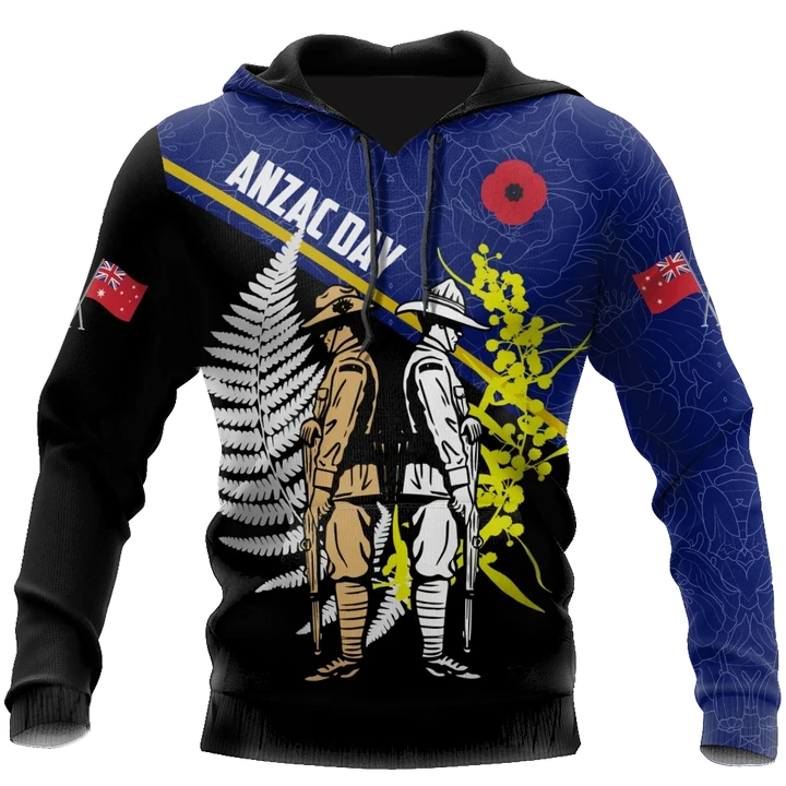Honor and respect day blue ver. Australia and Kiwi Veteran 3D print shirts