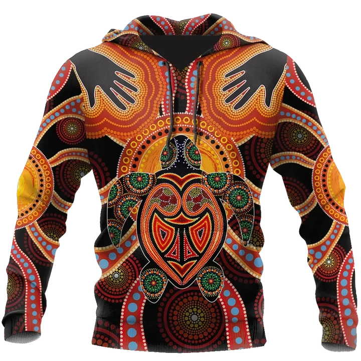 Aboriginal Turtle Touch the Sun Bedding Set, Australia Indigenous Painting Art shirts for men and women