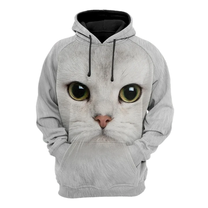 White Cat face hair premium hoodie sweatshirt cover