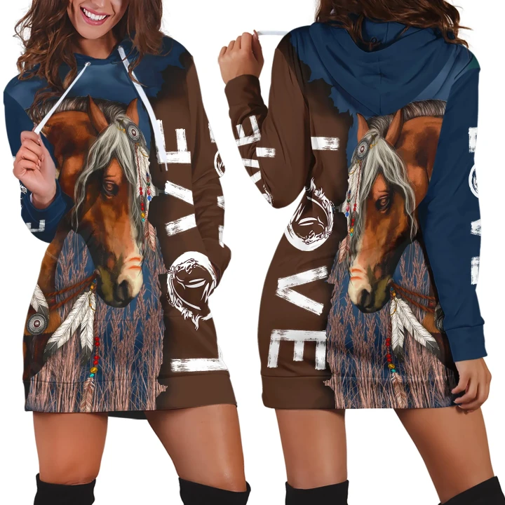 Love Horse 3D All Over Printed Hoodie Dress TR2204201 - Amaze Style™-Apparel