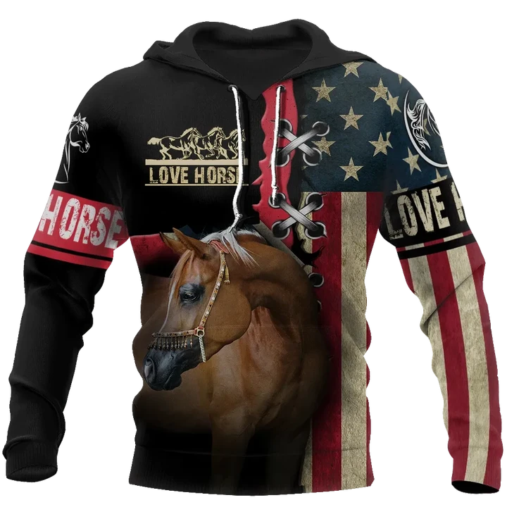 Love Horse shirt flag design Daily Fashion - Winter Set for Men and Women JJ271203 - Amaze Style™-Apparel