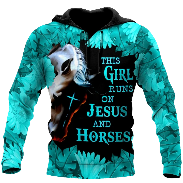 This Girl Runs On Jesus And Horses Shirts Hoodie HHT12082001 - Amaze Style™-Apparel