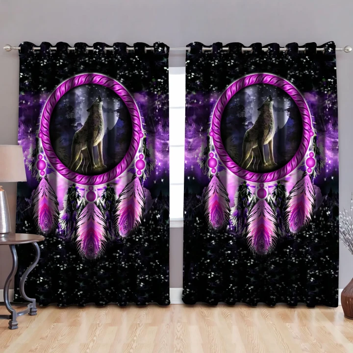 Violet Dreamcatcher Wolf Blackout Thermal Grommet Window Curtains JJ23052003 - Amaze Style™-Curtains