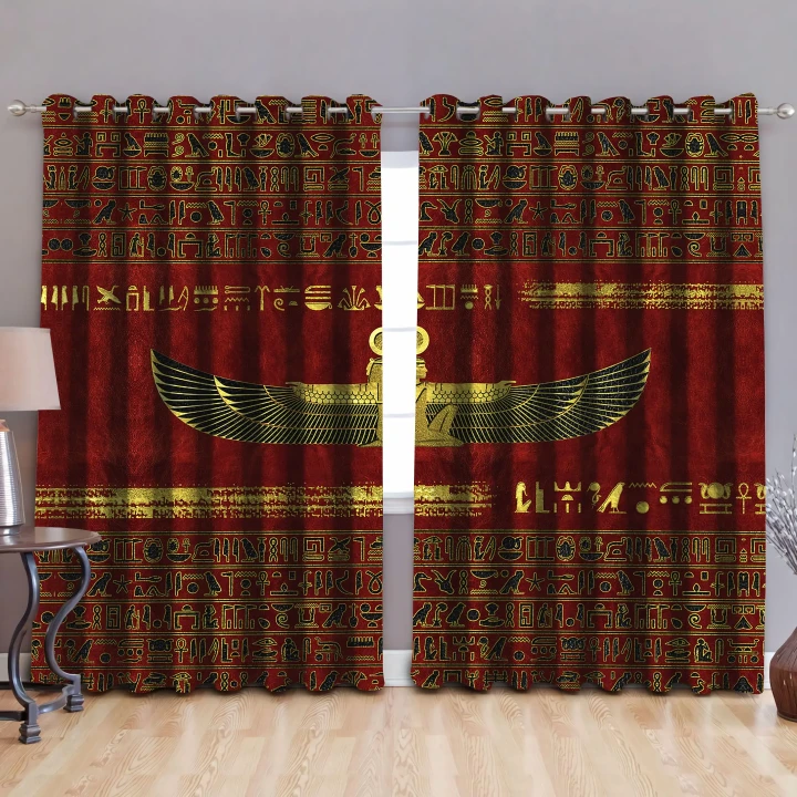 Ancient Egyptian Ma'at Pattern Blackout Thermal Grommet Window Curtains Pi22062007 - Amaze Style™-Curtains