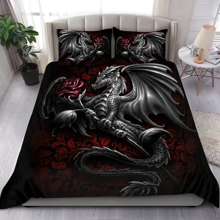Gothic Dragon Art and Rose Bedding Set MP190815 - Amaze Style™-Quilt