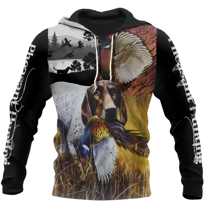 Pheasant German Shorthaired Pointer Hunting 3D All Over Printed Shirts For Men And Women JJ110201 - Amaze Style™-Apparel
