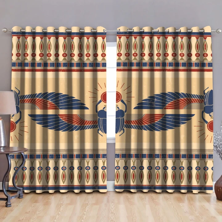 Ancient Egyptian Scarab Pattern Blackout Thermal Grommet Window Curtains Pi22062003 - Amaze Style™-Curtains