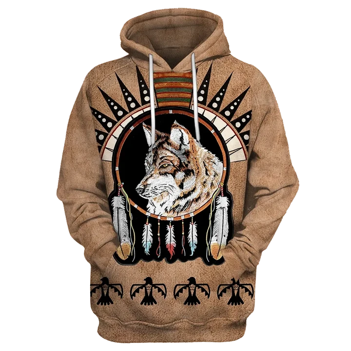 Native Wolf 3D All Over Printed Shirt Hoodie For Men And Woman MP05092008 - Amaze Style™-Apparel