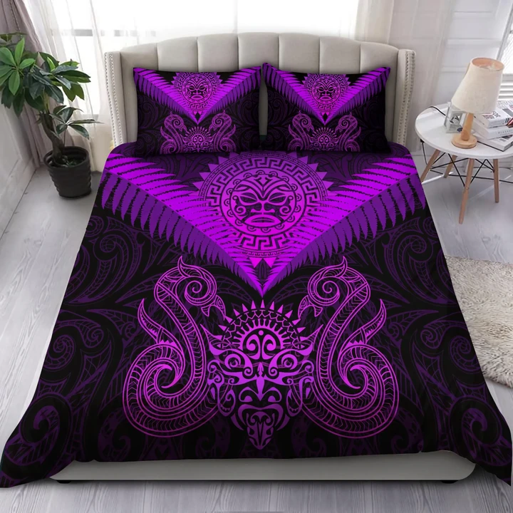 Aotearoa Bedding Set Manaia Silver Fern Purple TR1307201S - Amaze Style™-Bedding