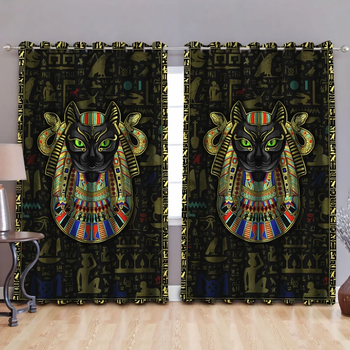 Ancient Egyptian Cat Pattern Blackout Thermal Grommet Window Curtains Pi22062001 - Amaze Style™-Curtains