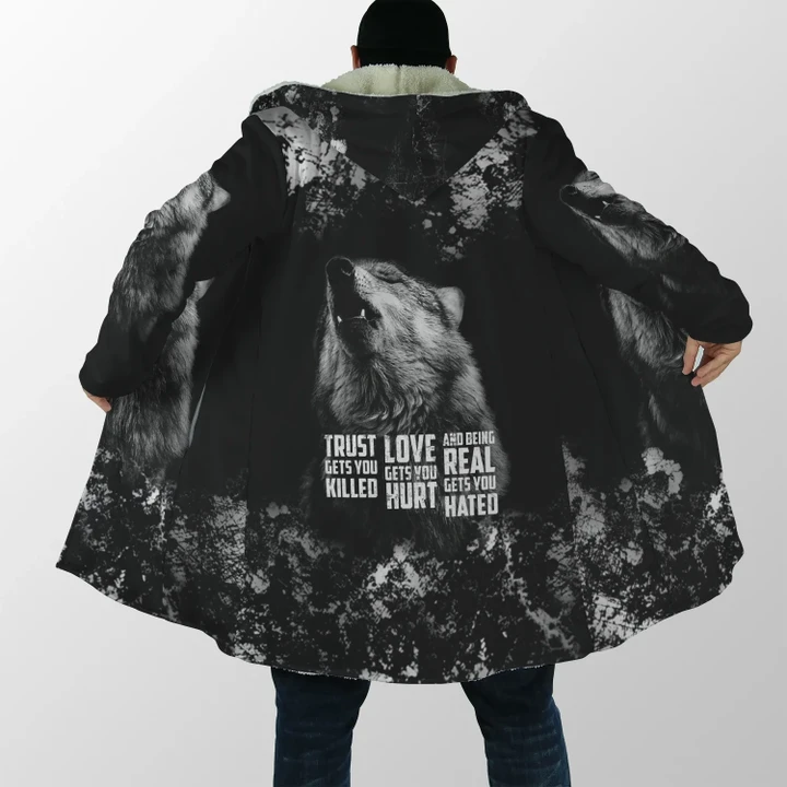 Darkness Lonely Wolf Hooded Coat MP08092001 - Amaze Style™-Apparel