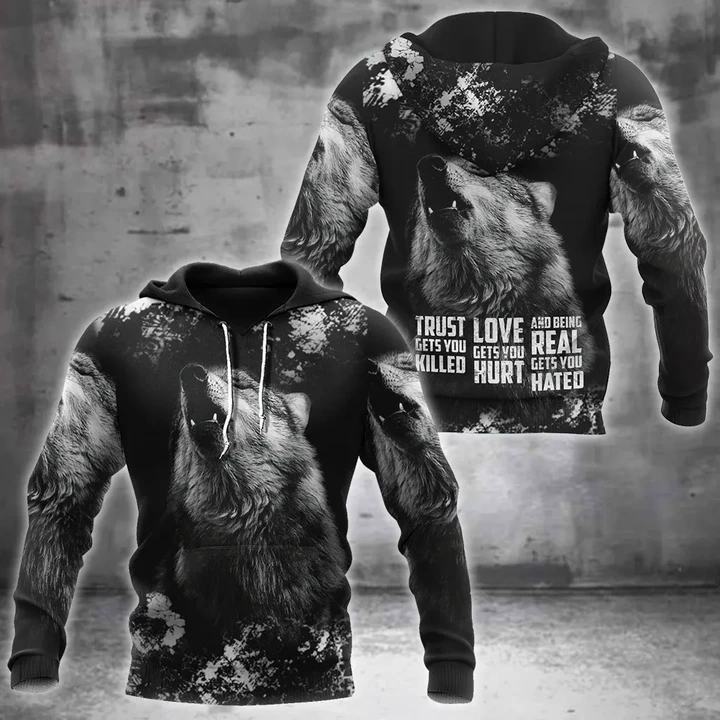 Darkness Wolf Love Gets you Hurt 3D All Over Printed Hoodie Shirt For Men and Women MP08092001 - Amaze Style™-Apparel