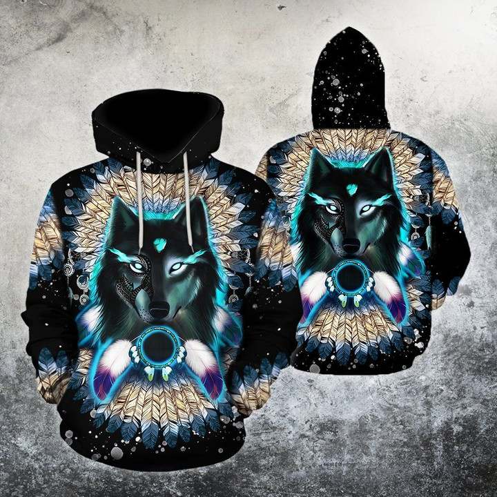 Native Wolf 3D All Over Printed Shirt Hoodie MH1109202 - Amaze Style™-Apparel