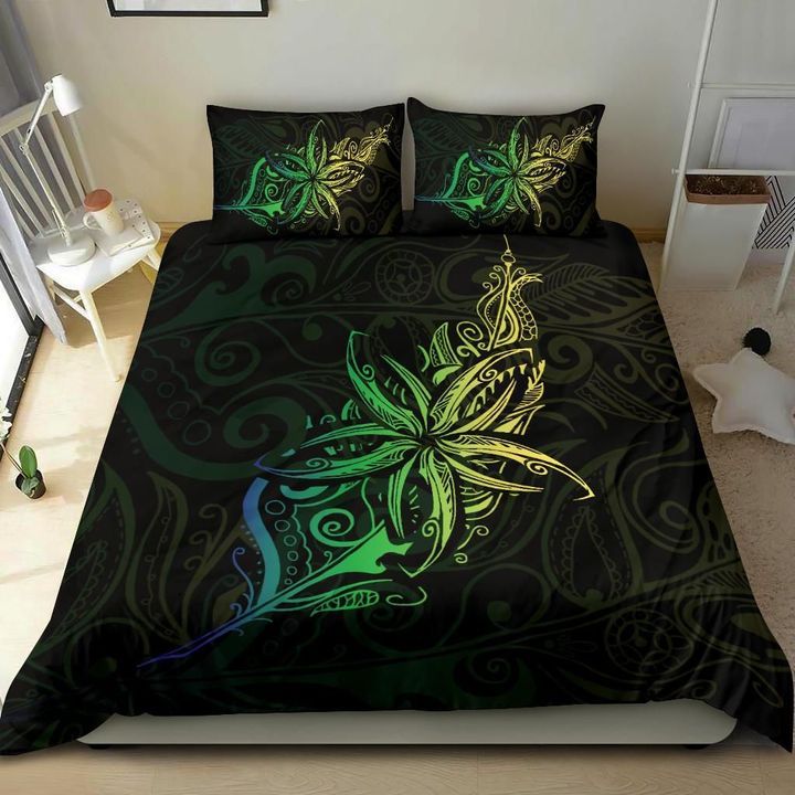 Light Silver Fern New Zealand Bedding Set, Frangipani Tattoo Green MP13072004 - Amaze Style™-Bedding