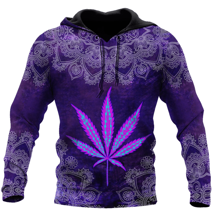 Happy Hippie With Mandala Purple 3D AOP Hoodie