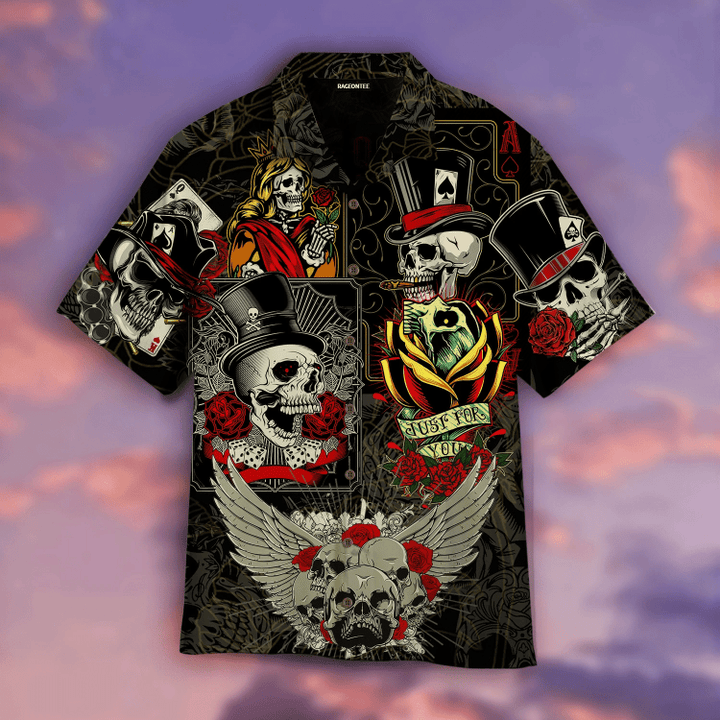 Skull Rose Poker Hawaiian Shirt | For Men & Women | Adult | WT1241
