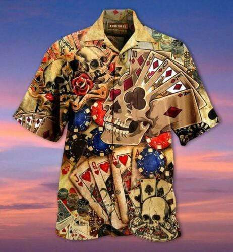 Gabling Poker Fire Skull Hawaiian Shirt | For Men & Women | Adult | HW2960