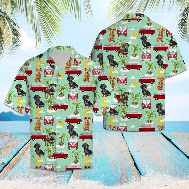 Dachshund Hippie Car Hawaiian Shirt | For Men & Women | Adult | HW1404