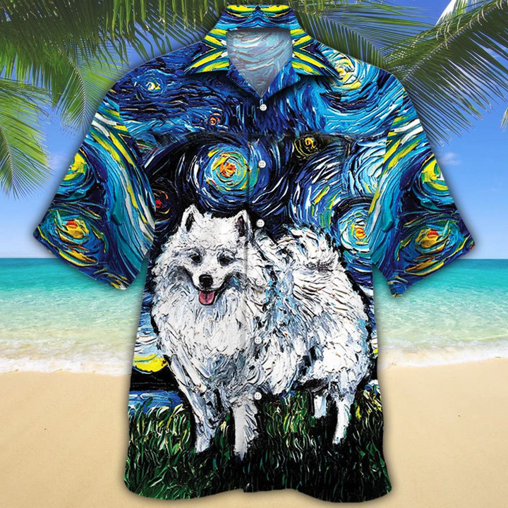American Eskimo Dog Lovers Night Hawaiian Shirt | For Men & Women | Adult | HW7957