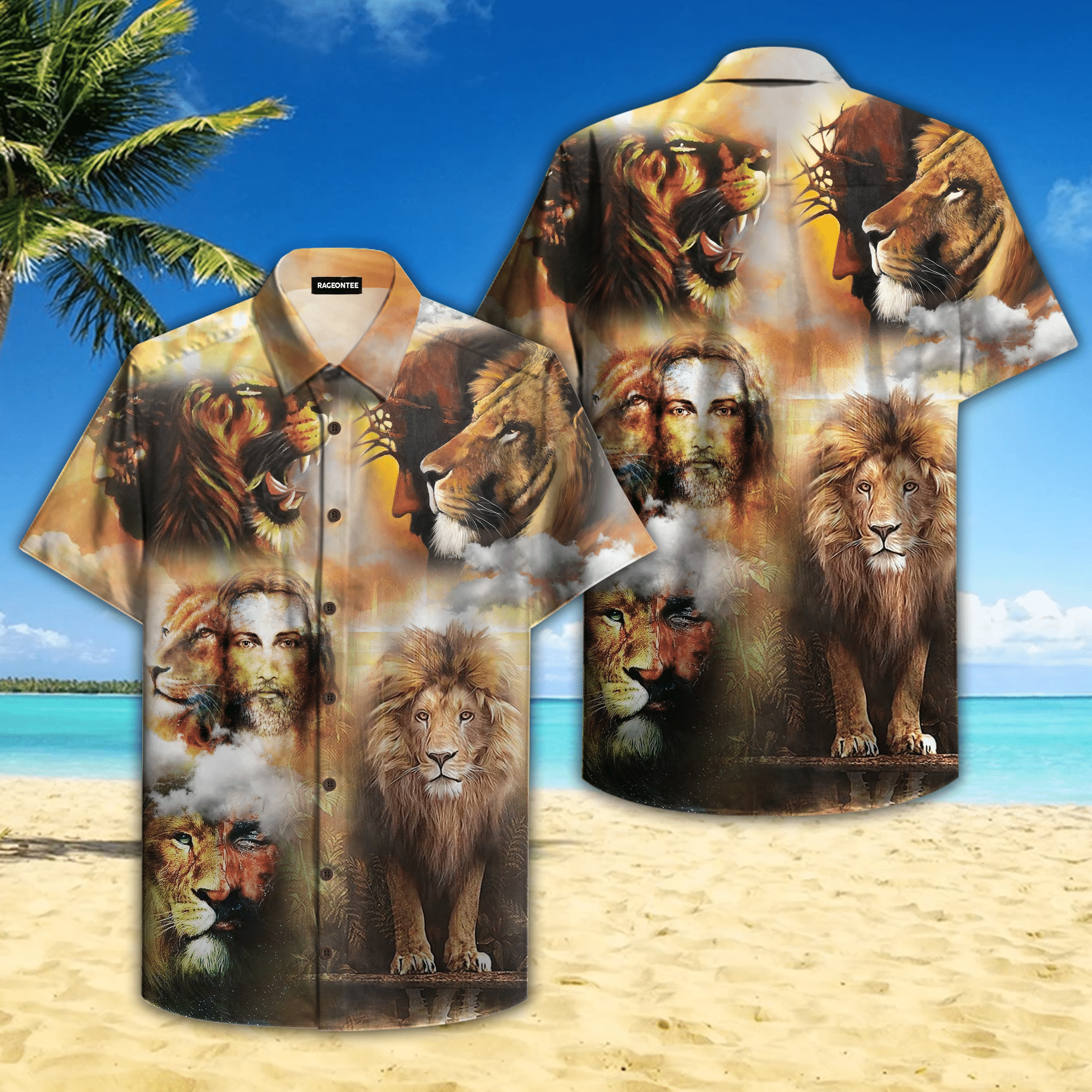 Jesus Lion Faith Over Fear Hawaiian Shirt | For Men & Women | Adult | HW4822